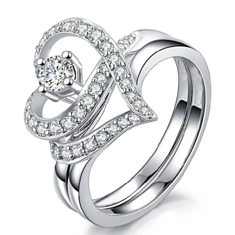 SALE ** BRAND NEW ** Elegant 2pc Heart Ring